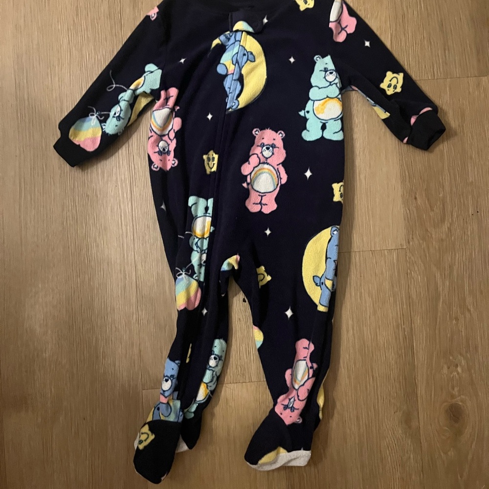 Kids Navy Blue Bear Print One-Piece Pajamas